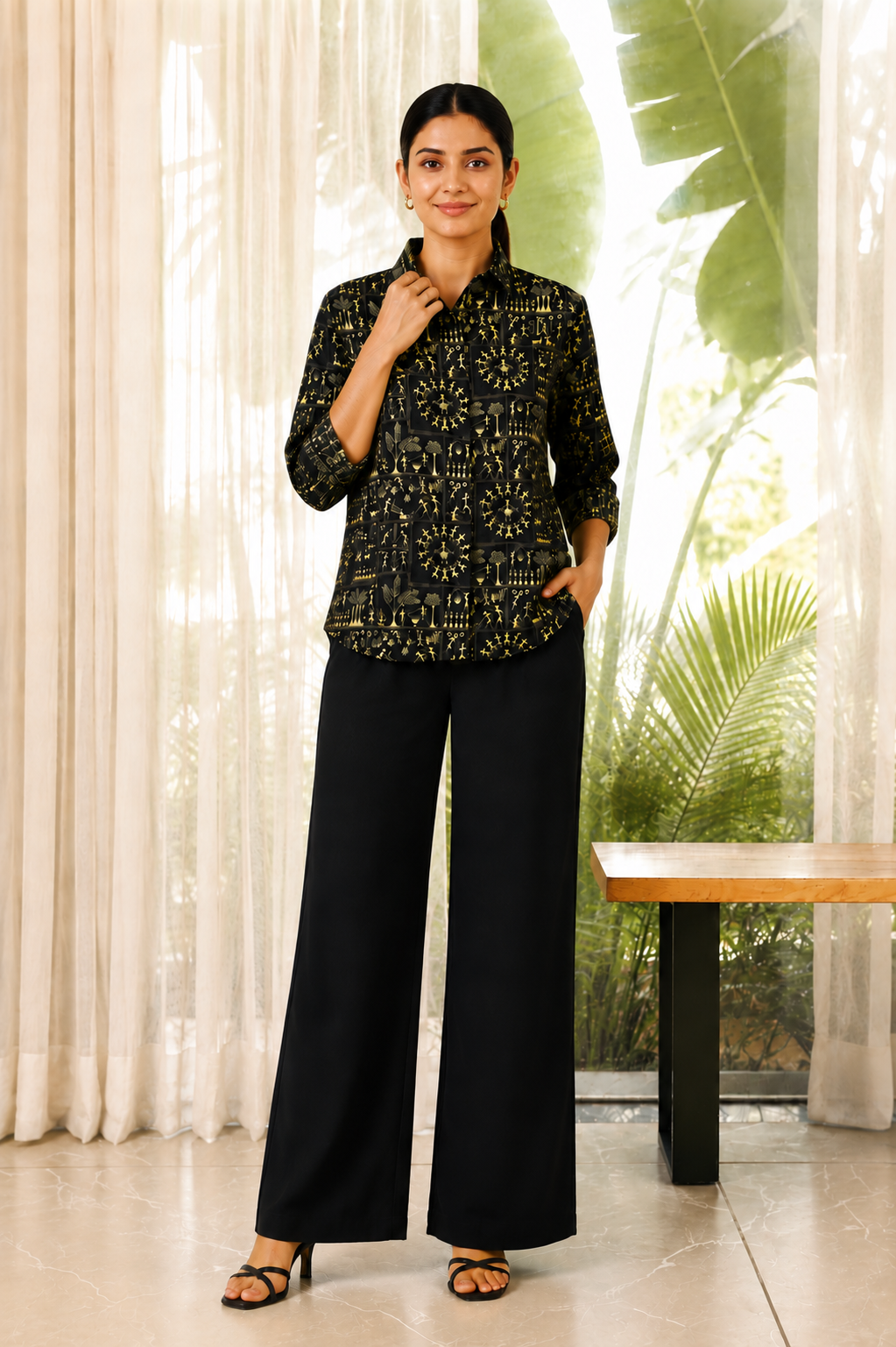 Vedika Cotton Printed Shirt — Relaxed Fit Full Sleeve Shirt
