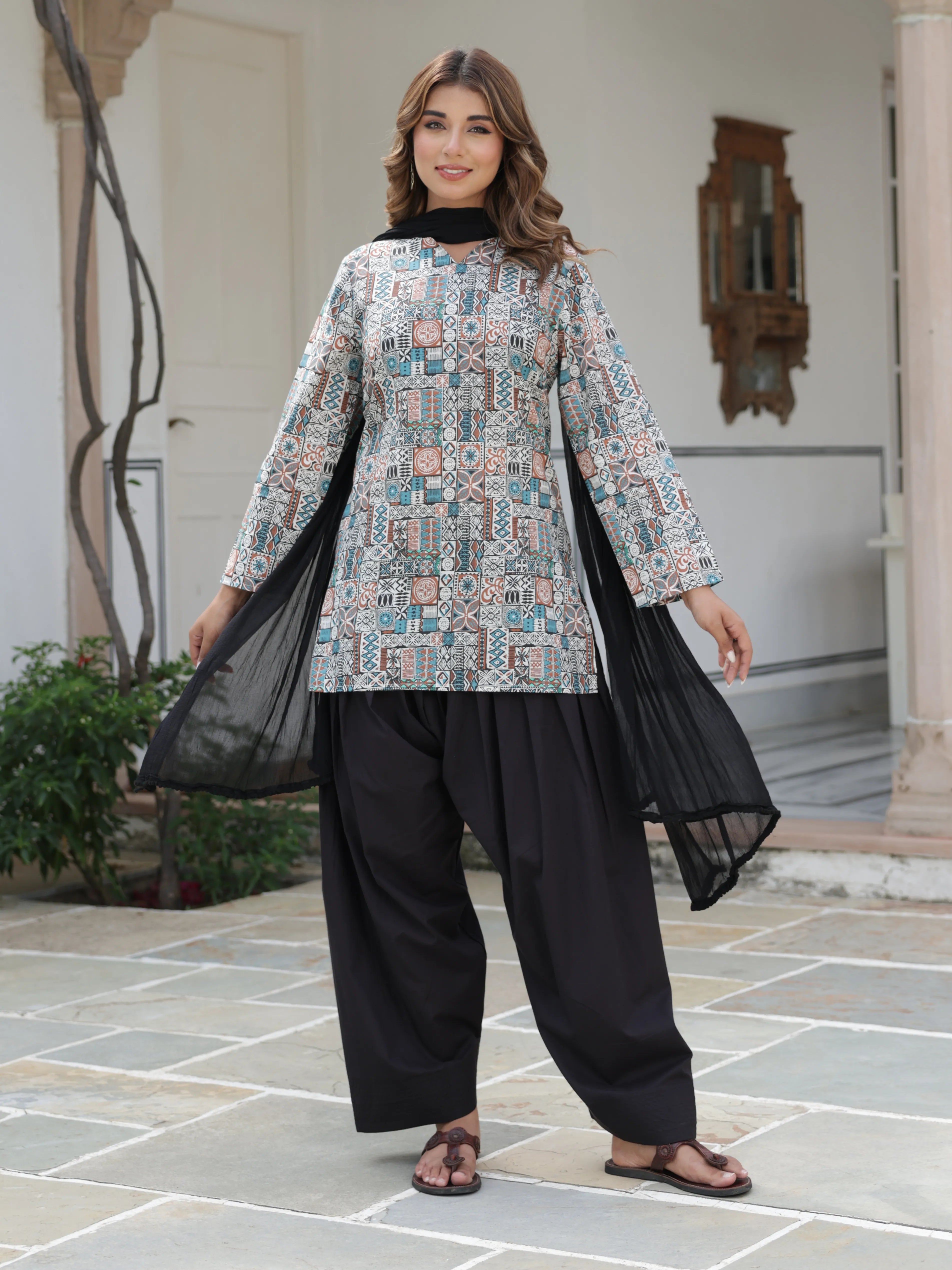 Maira Multicolour Cotton Farshi Salwar Suit Set