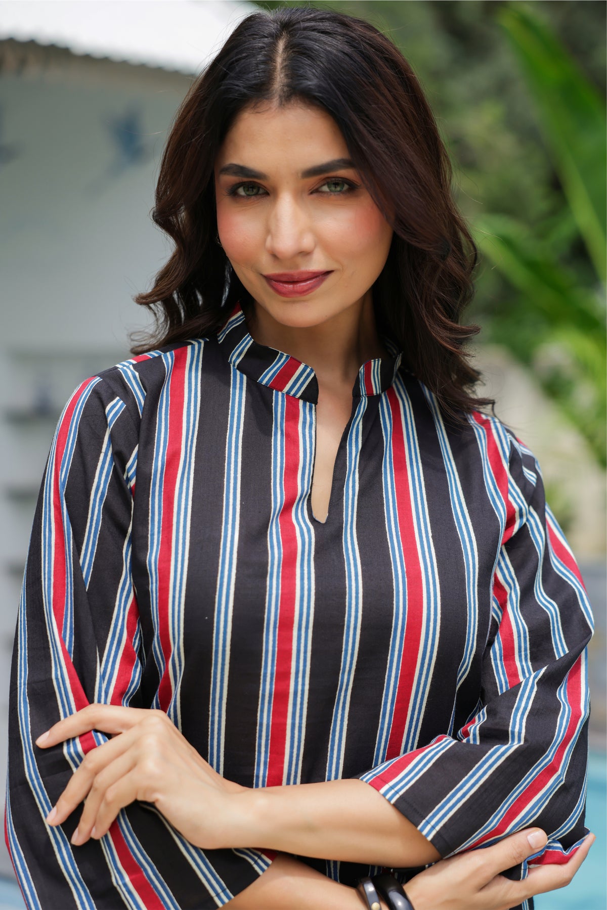 Saanjh Black Striped Cotton Co-ord Set