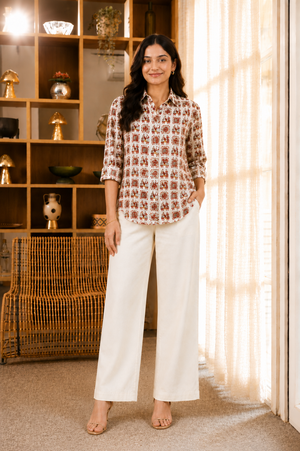 Rajika Cotton Printed Shirt — Relaxed Fit Full Sleeve Shirt