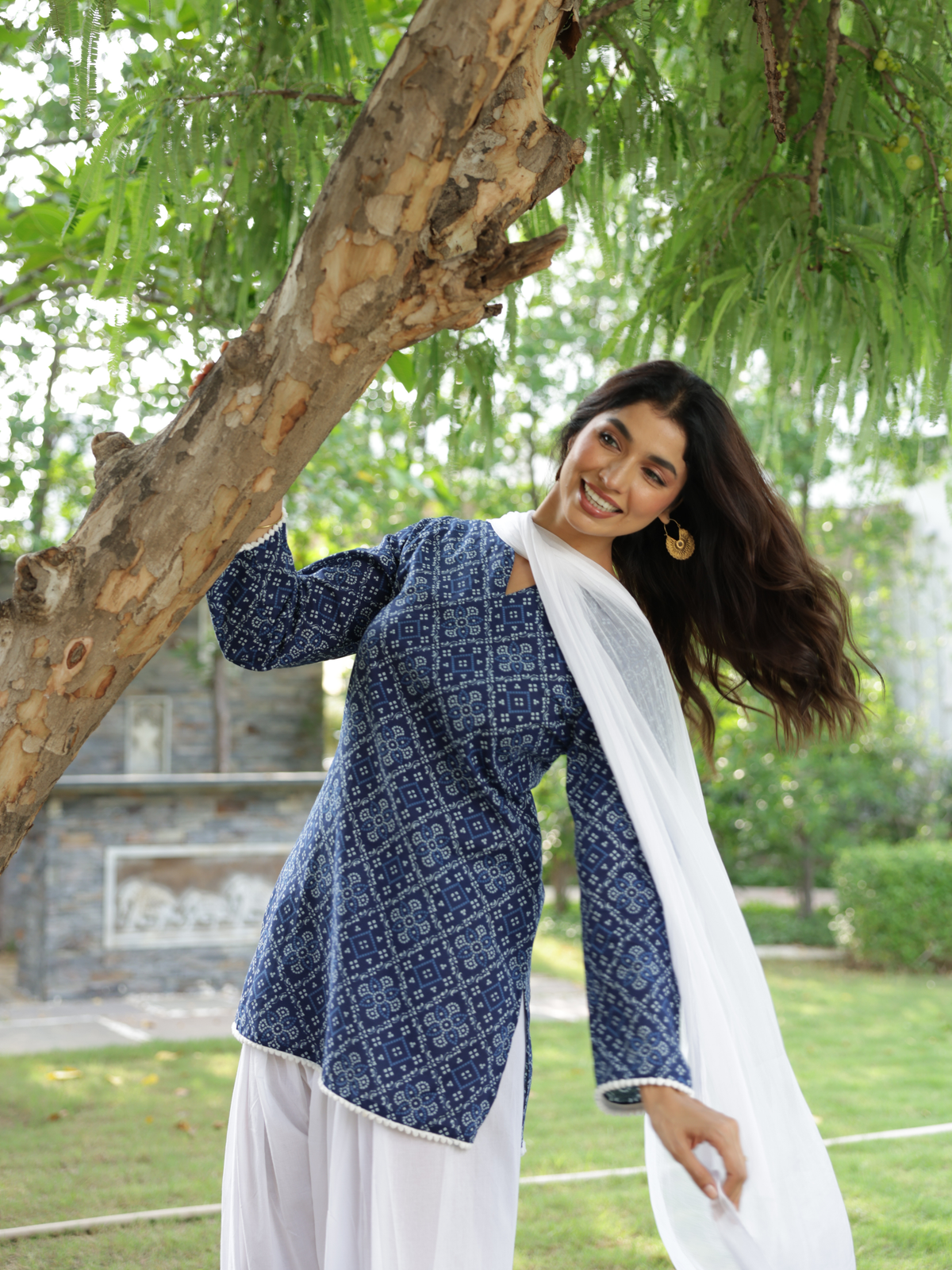 Aira Indigo Blue Cotton Farshi Salwar Suit Set
