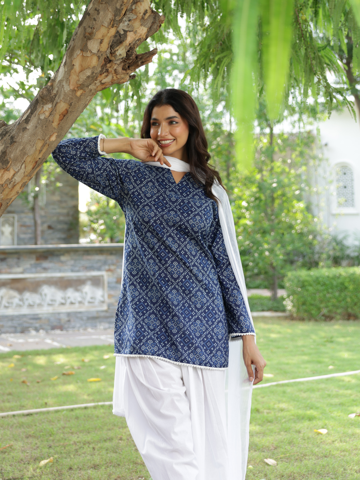 Aira Indigo Blue Cotton Farshi Salwar Suit Set