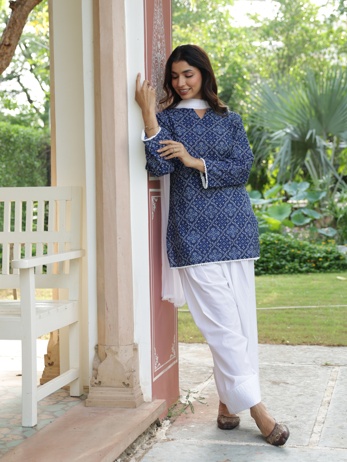Aira Indigo Blue Cotton Farshi Salwar Suit Set