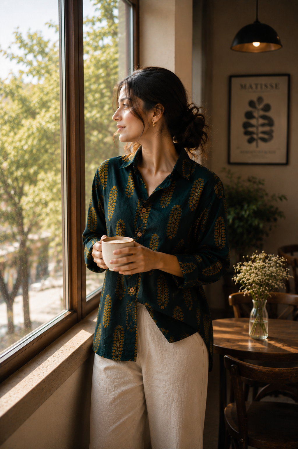 Rhea Cotton Printed Shirt — Relaxed Fit Full Sleeve Shirt