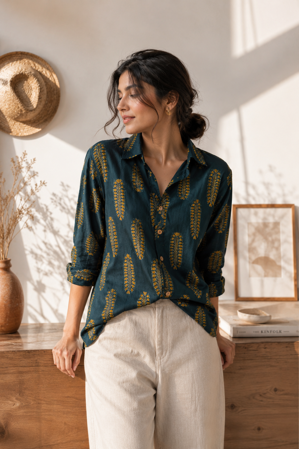 Rhea Cotton Printed Shirt — Relaxed Fit Full Sleeve Shirt