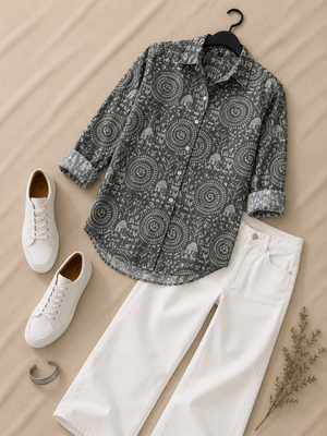 Mahi Cotton Printed Shirt — Relaxed Fit Full Sleeve Shirt