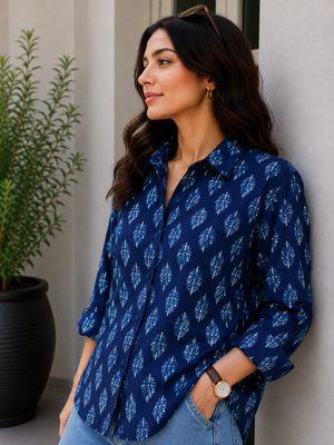 Neelam Cotton Printed Shirt — Relaxed Fit Full Sleeve Shirt