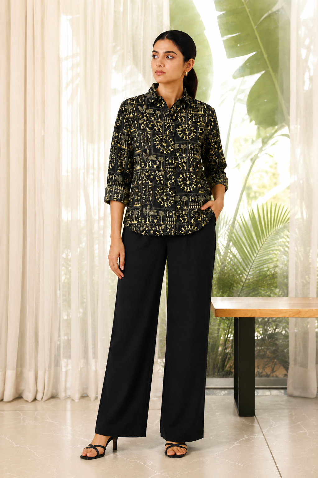 Vedika Cotton Printed Shirt — Relaxed Fit Full Sleeve Shirt