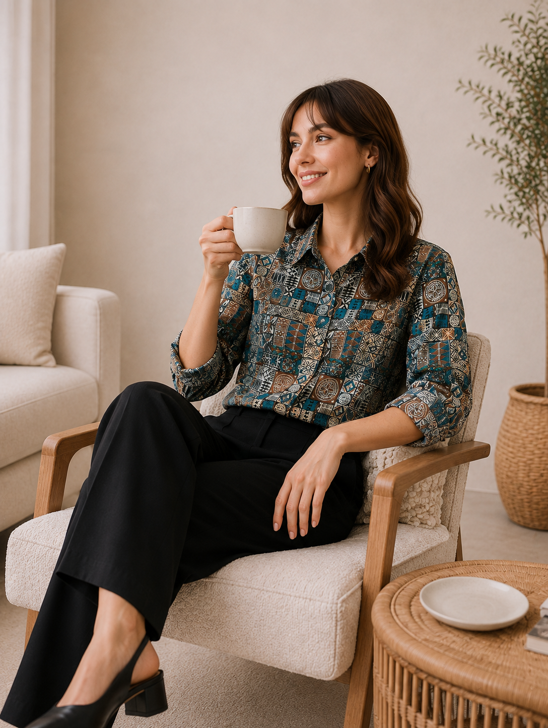 Vanya Cotton Printed Shirt — Relaxed Fit Full Sleeve Shirt