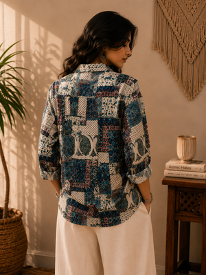 Anaya Cotton Printed Shirt — Relaxed Fit Full Sleeve Shirt