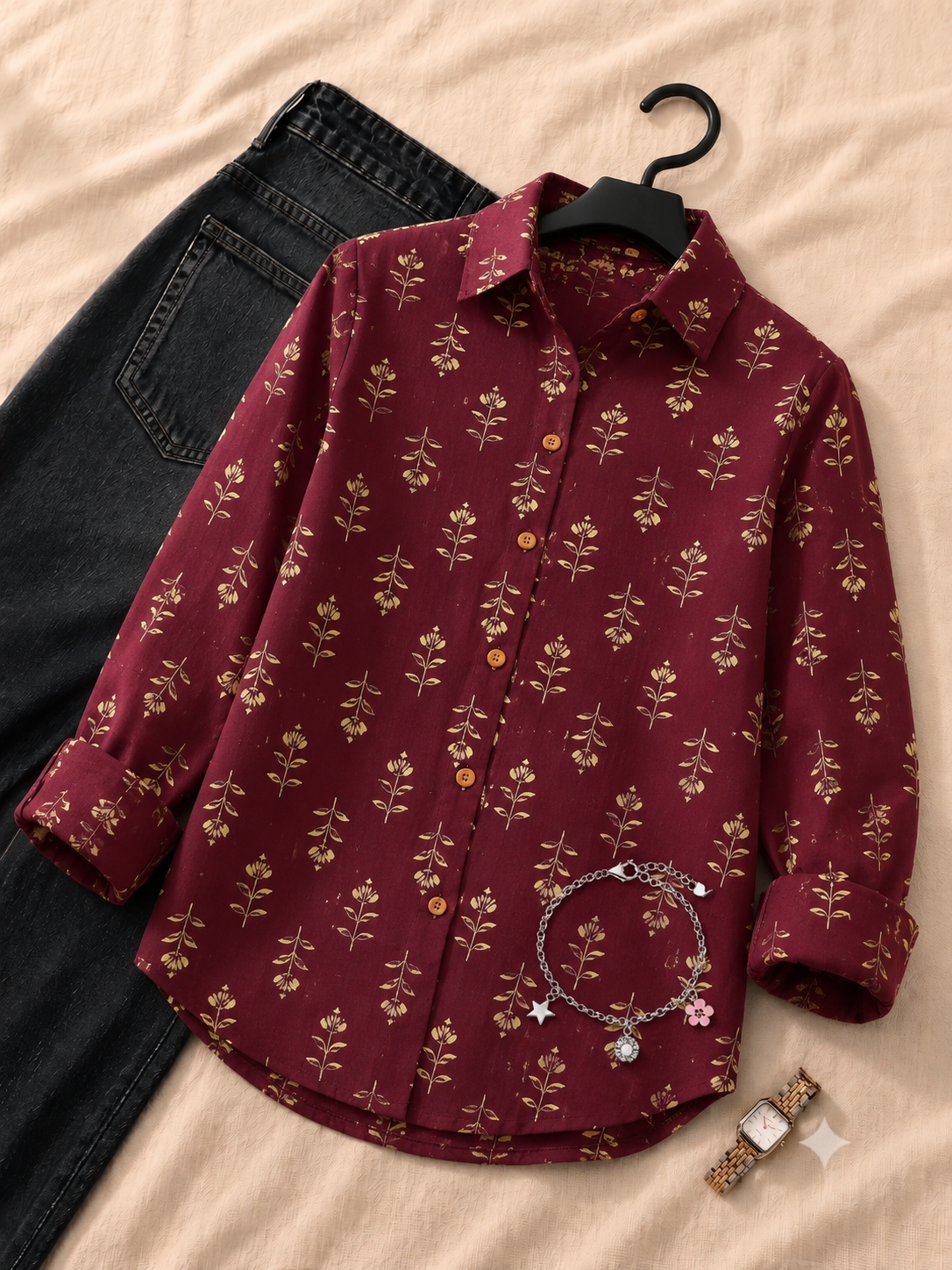 Inaya Cotton Printed Shirt — Relaxed Fit Full Sleeve Shirt