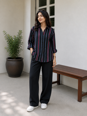 Neer Cotton Striped Shirt — Relaxed Fit Full Sleeve Shirt