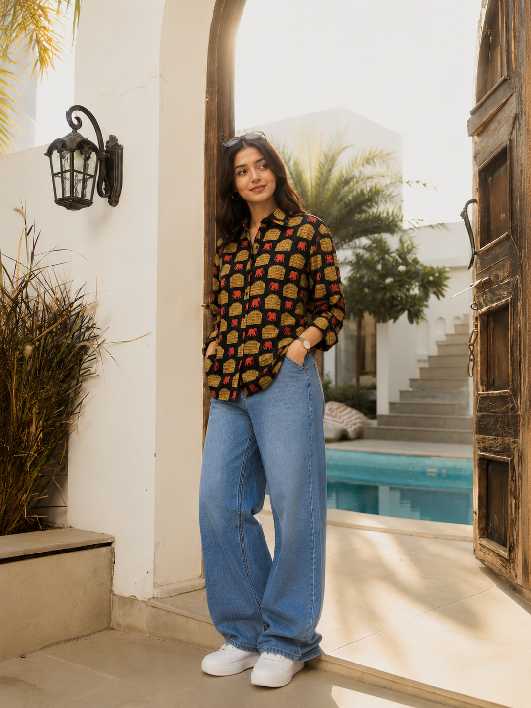 Aabha Cotton Printed Shirt — Relaxed Fit Full Sleeve Shirt