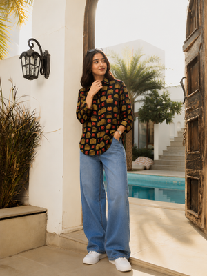Aabha Cotton Printed Shirt — Relaxed Fit Full Sleeve Shirt