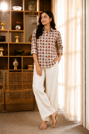Rajika Cotton Printed Shirt — Relaxed Fit Full Sleeve Shirt