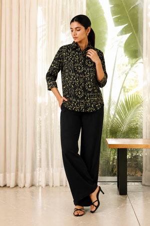 Vedika Cotton Printed Shirt — Relaxed Fit Full Sleeve Shirt