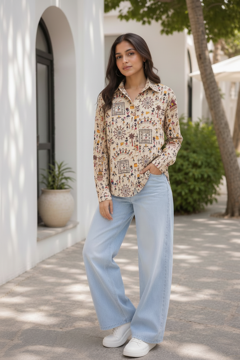 Siya Cotton Printed Shirt — Relaxed Fit Full Sleeve Shirt