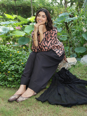 Ayla Black Paisley Cotton Farshi Salwar Suit Set