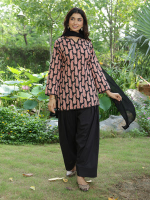 Ayla Black Paisley Cotton Farshi Salwar Suit Set