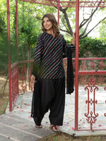 Elara Black Leheriya Cotton Farshi Salwar Suit Set