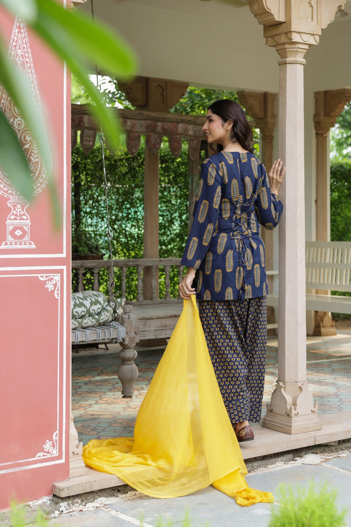 Noor Navy Blue Cotton Farshi Salwar Suit Set