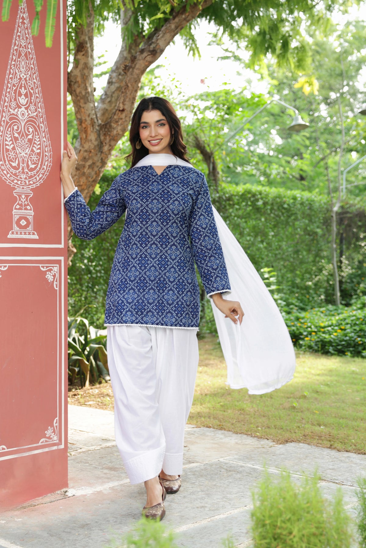 Aira Indigo Blue Cotton Farshi Salwar Suit Set