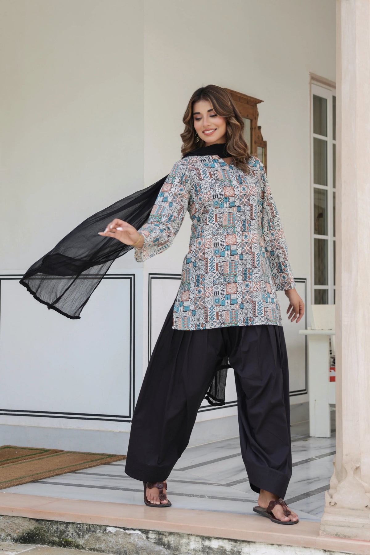 Maira Multicolour Cotton Farshi Salwar Suit Set