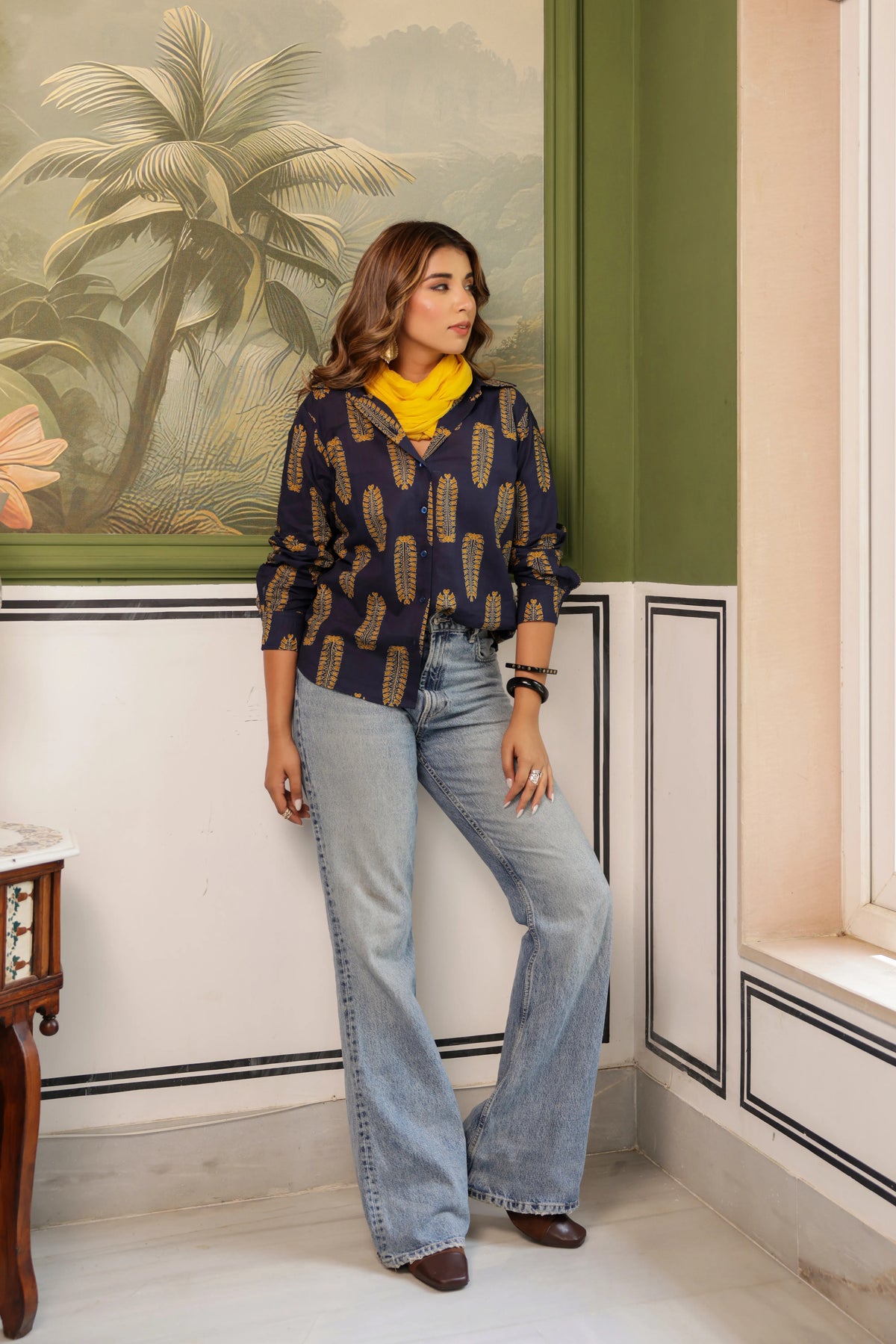 Nayra Cotton Printed Shirt — Relaxed Fit Full Sleeve Shirt