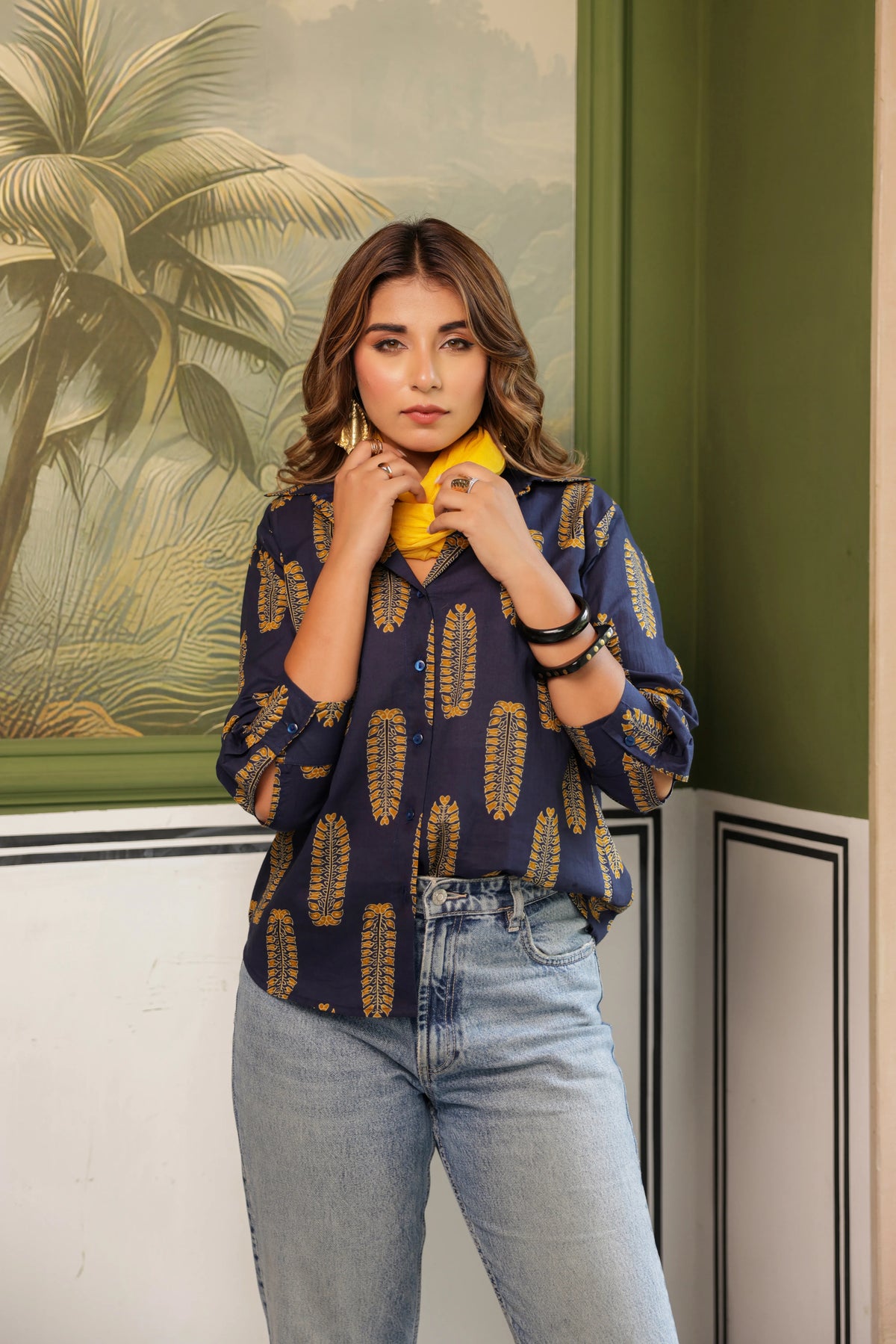 Nayra Cotton Printed Shirt — Relaxed Fit Full Sleeve Shirt