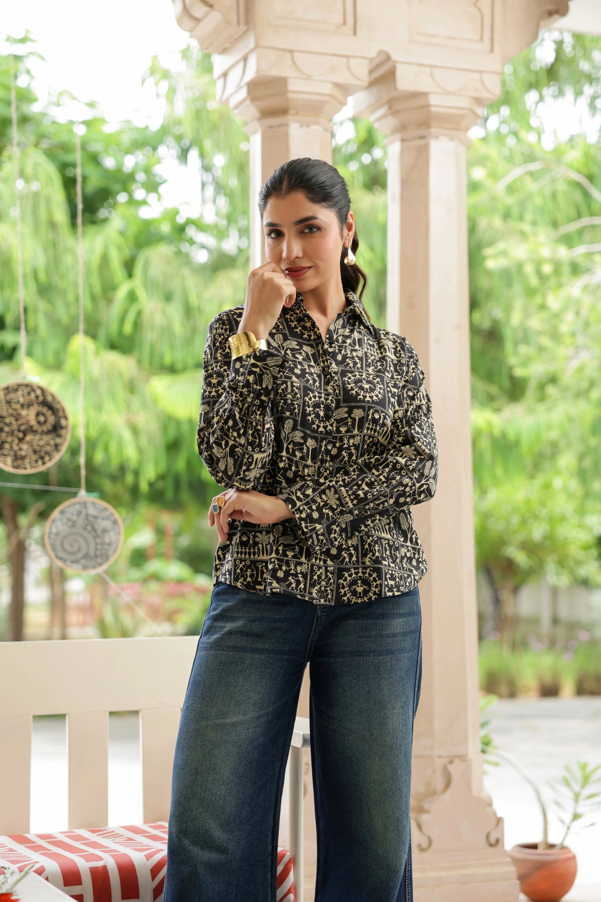 Vedika Cotton Printed Shirt — Relaxed Fit Full Sleeve Shirt