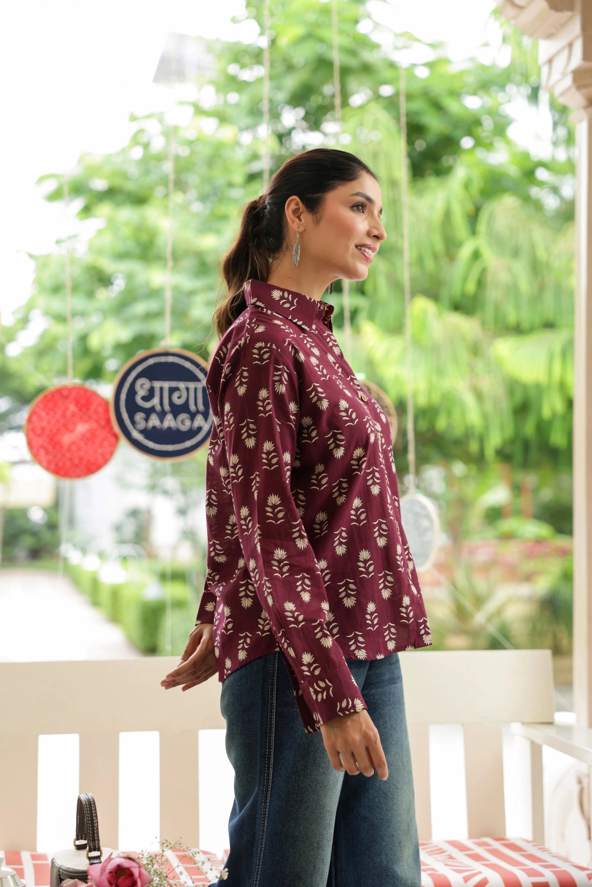 Inaya Cotton Printed Shirt — Relaxed Fit Full Sleeve Shirt