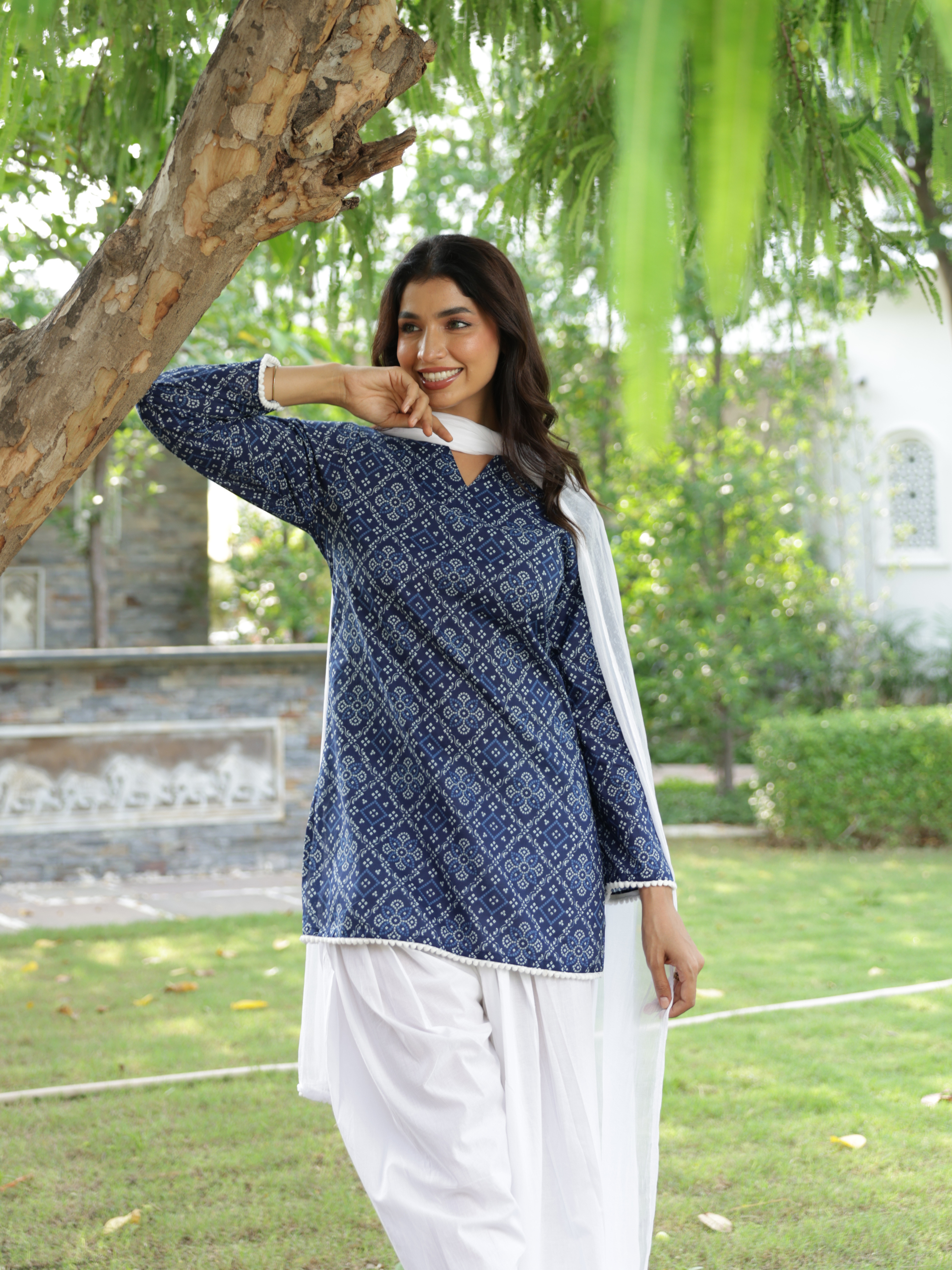 Aira Indigo Blue Cotton Farshi Salwar Suit Set