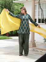 Ziya Bottle Green Cotton Farshi Salwar Suit Set