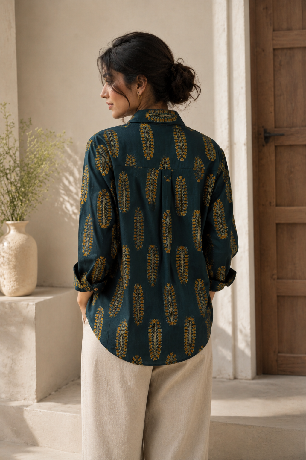 Rhea Cotton Printed Shirt — Relaxed Fit Full Sleeve Shirt