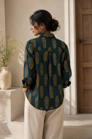 Rhea Cotton Printed Shirt — Relaxed Fit Full Sleeve Shirt
