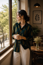 Rhea Cotton Printed Shirt — Relaxed Fit Full Sleeve Shirt