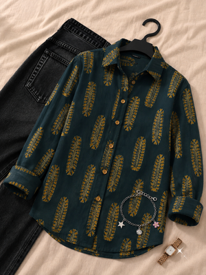 Rhea Cotton Printed Shirt — Relaxed Fit Full Sleeve Shirt