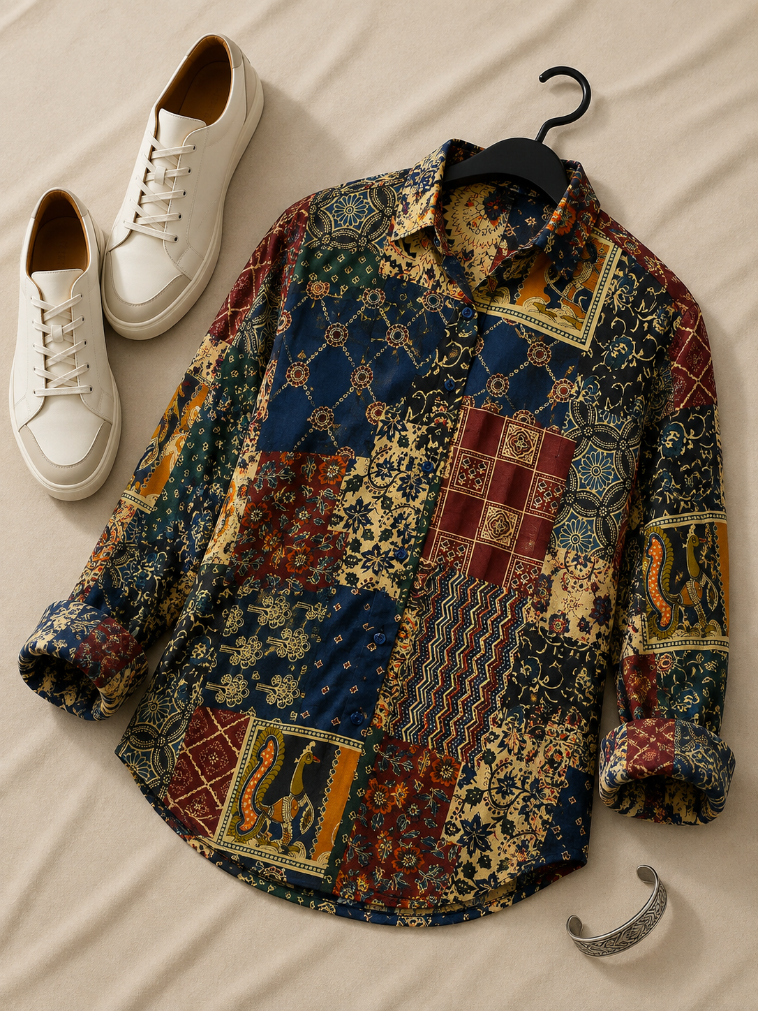 Rangrez Cotton Printed Shirt — Relaxed Fit Full Sleeve Shirt