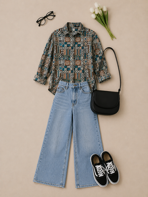 Vanya Cotton Printed Shirt — Relaxed Fit Full Sleeve Shirt