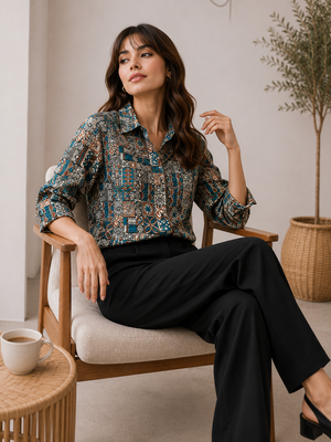 Vanya Cotton Printed Shirt — Relaxed Fit Full Sleeve Shirt