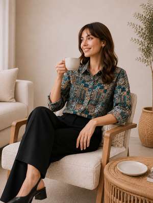 Vanya Cotton Printed Shirt — Relaxed Fit Full Sleeve Shirt