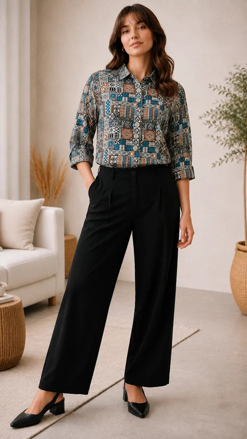 Vanya Cotton Printed Shirt — Relaxed Fit Full Sleeve Shirt