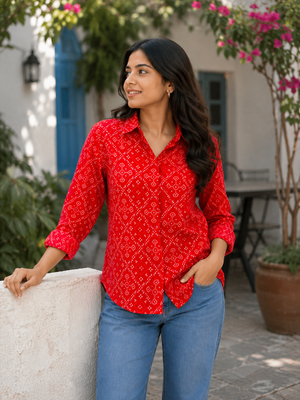 Diya Cotton Printed Shirt — Relaxed Fit Full Sleeve Shirt