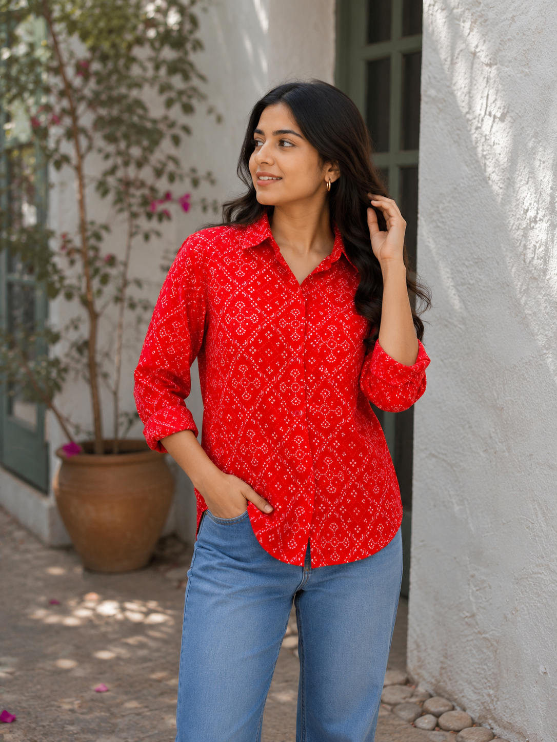 Diya Cotton Printed Shirt — Relaxed Fit Full Sleeve Shirt