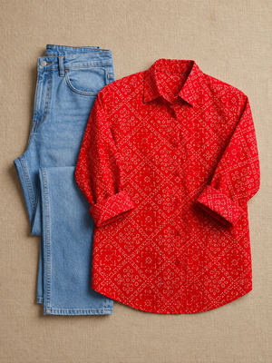 Diya Cotton Printed Shirt — Relaxed Fit Full Sleeve Shirt