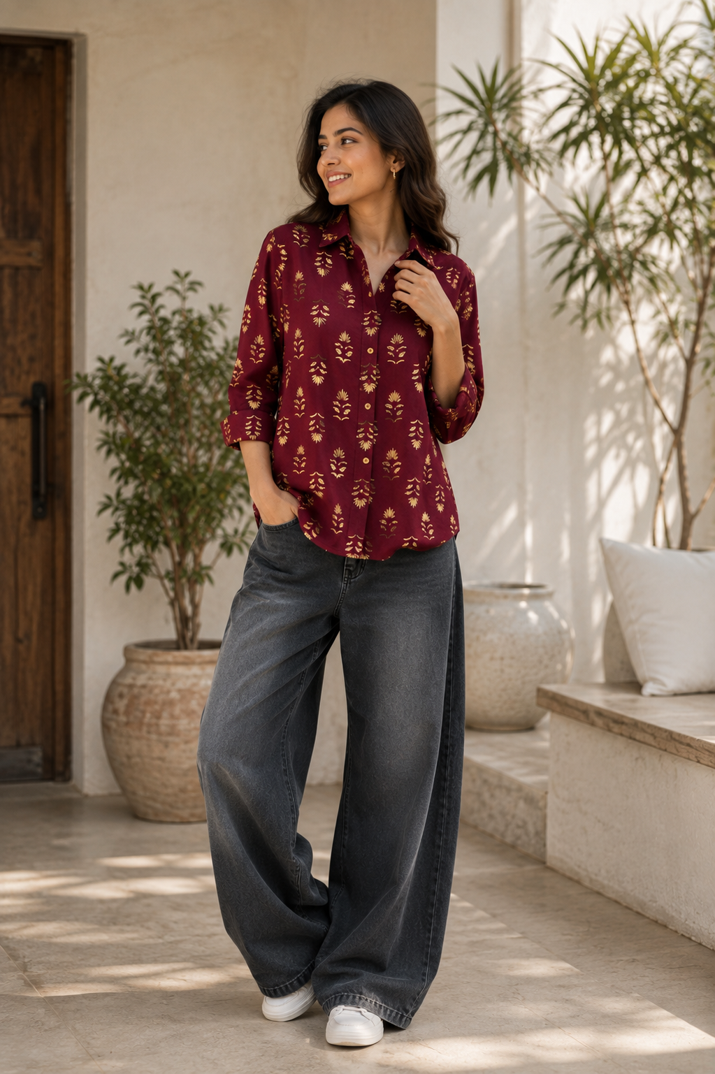 Inaya Cotton Printed Shirt — Relaxed Fit Full Sleeve Shirt