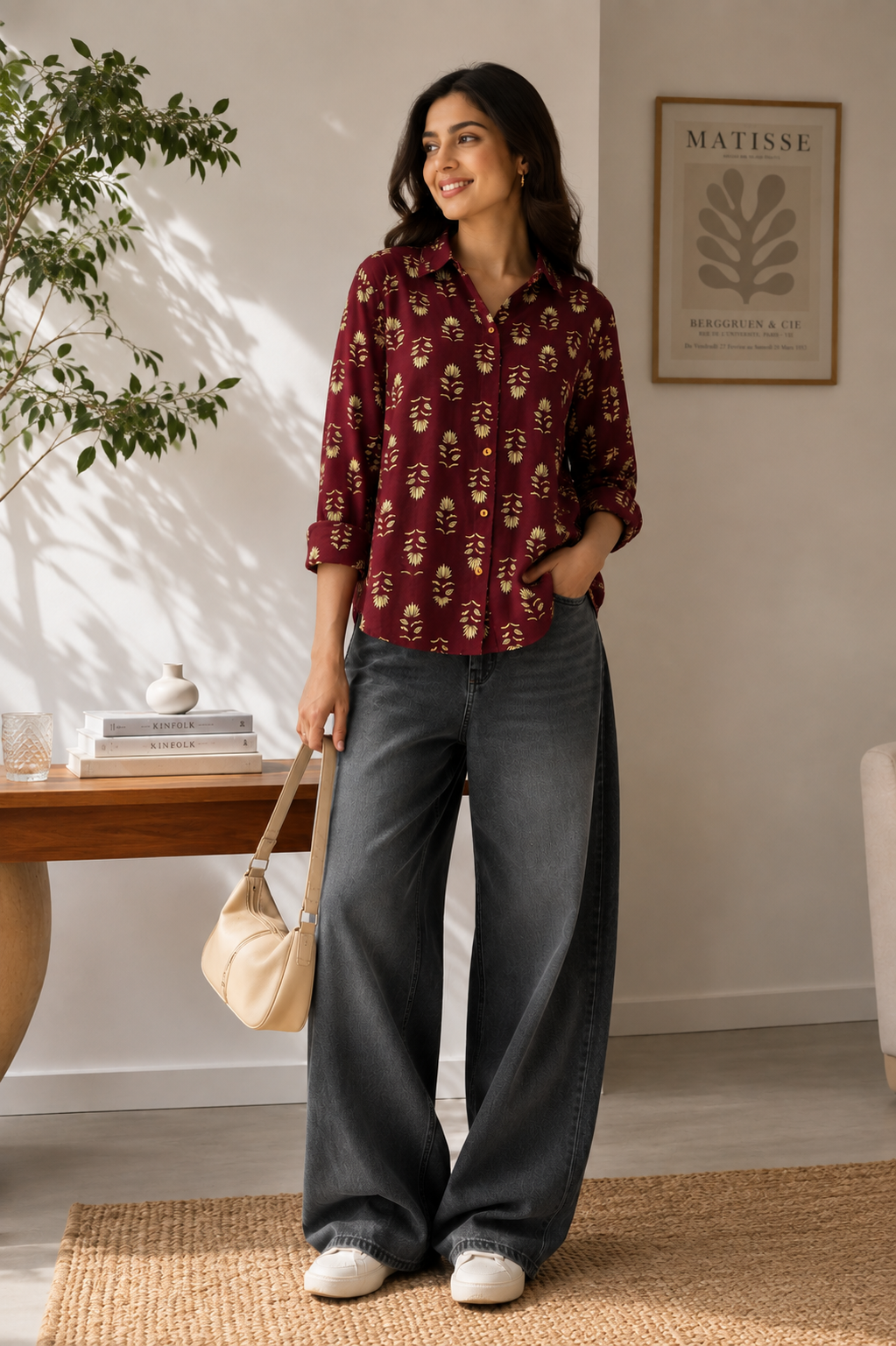 Inaya Cotton Printed Shirt — Relaxed Fit Full Sleeve Shirt