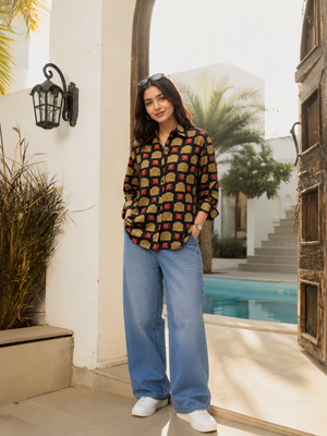 Aabha Cotton Printed Shirt — Relaxed Fit Full Sleeve Shirt
