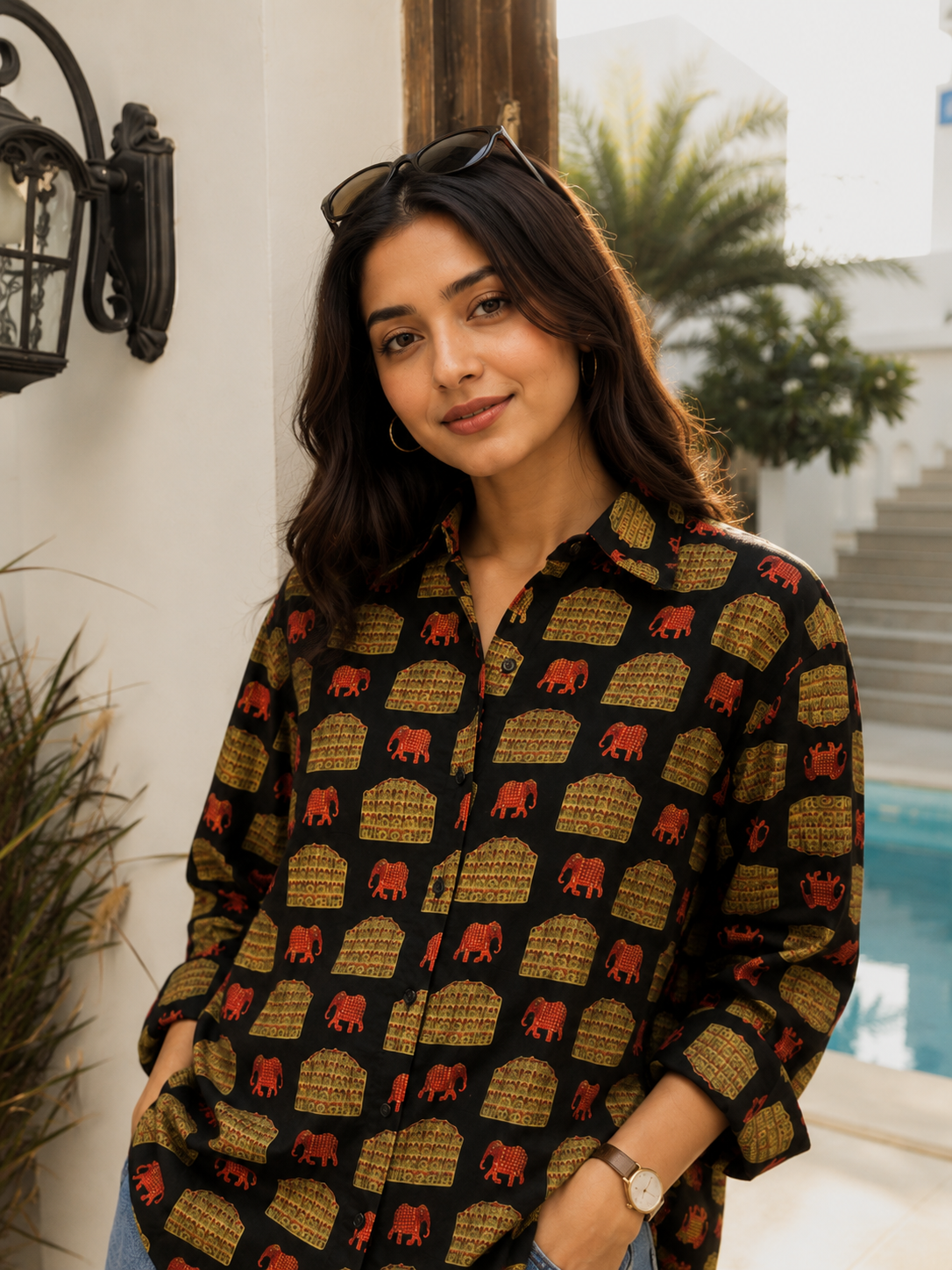 Aabha Cotton Printed Shirt — Relaxed Fit Full Sleeve Shirt