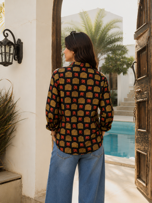 Aabha Cotton Printed Shirt — Relaxed Fit Full Sleeve Shirt